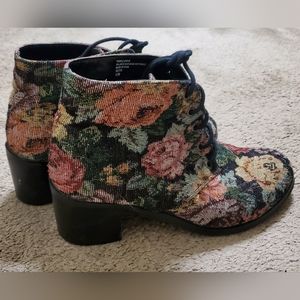 Diba Embroidered Floral Upholstery Ankle Boots
